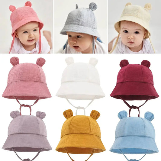 Chapéu de Sol de Algodão para Bebês – Design Fofo com Orelhas de Coelho, Tamanho 0 a 12 Meses