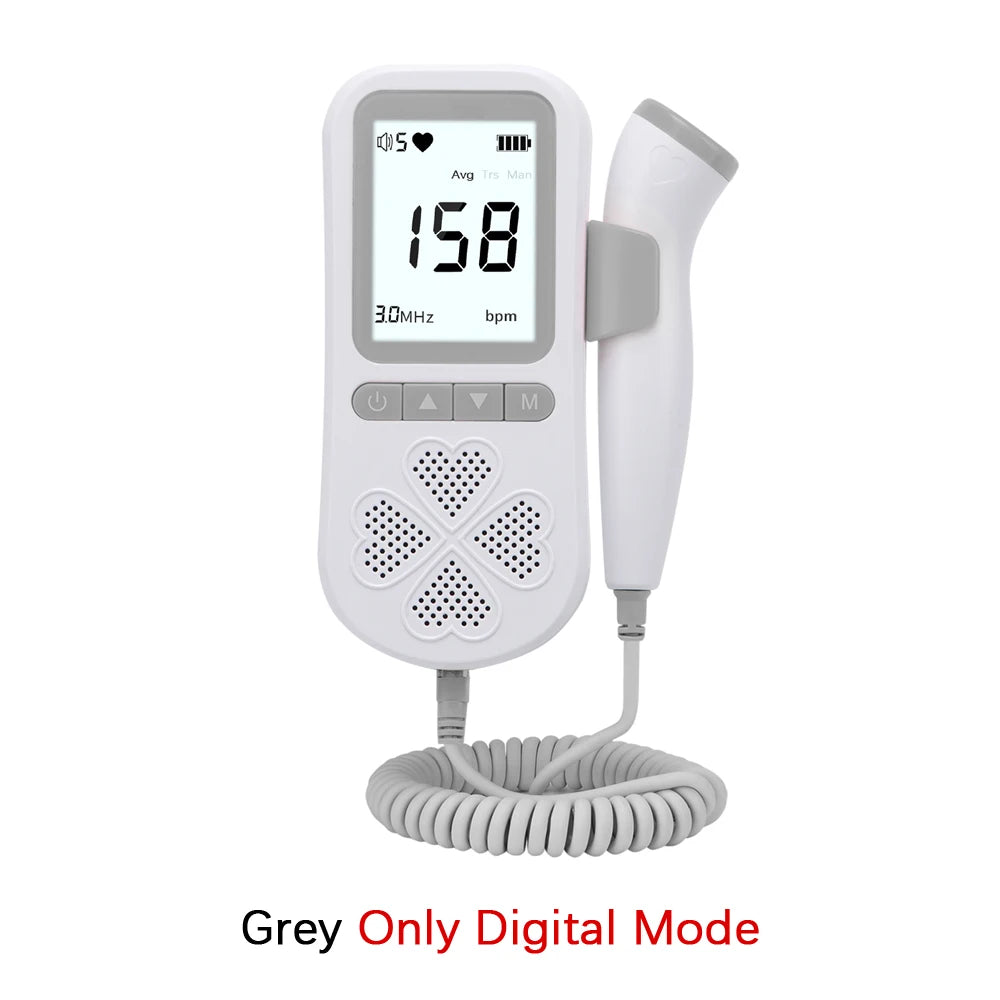 Upgraded 3.0MHz Doppler Fetal Heart rate Monitor Home Pregnancy Baby Fetal Sound Heart Rate Detector LCD Display No Radiation