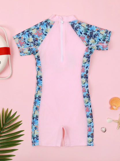 2-12 Years New Girl Swimwear Swim Suits UV Protective Long Sleeve Children Swimsuits Sport