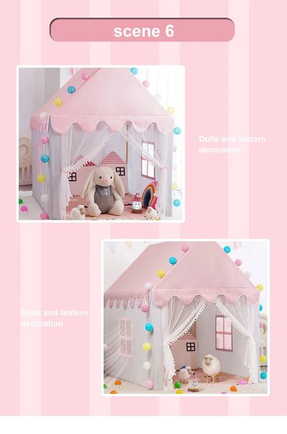 1.35M Large Children Toy Tent  Wigwam Folding Kids Tent Tipi Baby Play House Girls Pink Princess Castle Child Room Decor Gifts