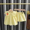 Conjuntos verão bebê menina bonito Fruta algodão meninas xadrez doce princesa 2 pçs terno crianças roupas crianças vestidos