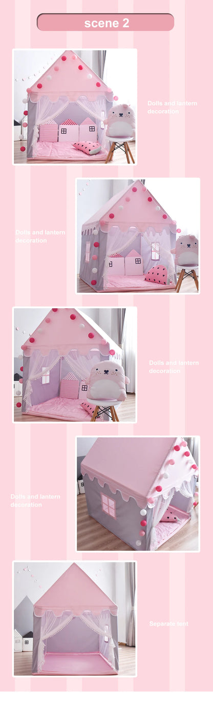 1.35M Large Children Toy Tent  Wigwam Folding Kids Tent Tipi Baby Play House Girls Pink Princess Castle Child Room Decor Gifts