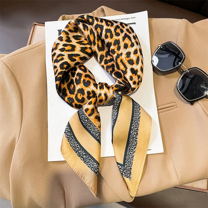 Lenço de Seda Luxo/ Luxury Brand Silk Square Plaid Scarf Women Satin Neck Hair Tie Band Soft work