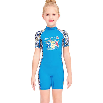 2-12 Years New Girl Swimwear Swim Suits UV Protective Long Sleeve Children Swimsuits Sport