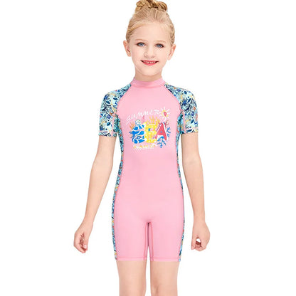 2-12 Years New Girl Swimwear Swim Suits UV Protective Long Sleeve Children Swimsuits Sport