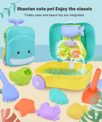 Children's summer beach toy set Whale luggage trolley case summer sand shovel outdoor water toy