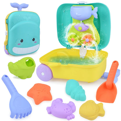Children's summer beach toy set Whale luggage trolley case summer sand shovel outdoor water toy