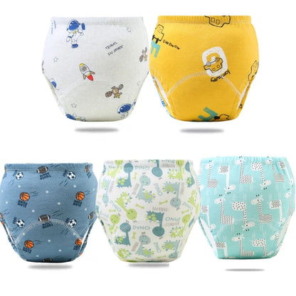 5PC 6 Layers Reusable Cotton Baby Training Pants, Baby Shorts, Underwear, Baby Diapers,