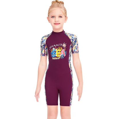 2-12 Years New Girl Swimwear Swim Suits UV Protective Long Sleeve Children Swimsuits Sport